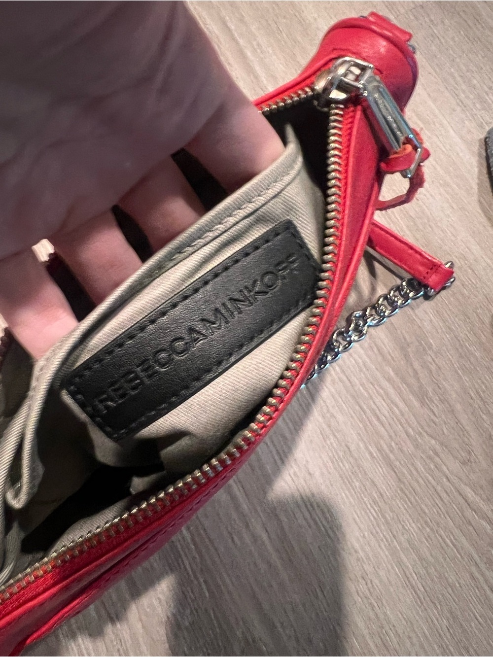 Rebecca Minkoff Red Leather Crossbody with Silver Chain - Picture 9 of 9
